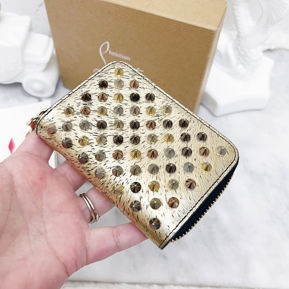 Authentic Christian Louboutin RARE Metallic Tri Toned Compact Zip Card Wallet - Picture 4 of 13